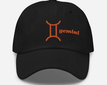 Embroidered Gemini Hat, Zodiac Sign Cap for Women & Men, Unique Astrology Gift, Custom Horoscope Baseball Cap
