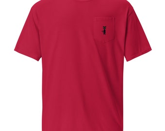 Spooky Vampire Cat T-Shirt - Unisex Garment-Dyed Pocket Tee for Halloween & Cat Lovers