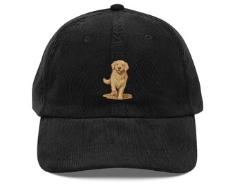 Embroidered Golden Retriever Hat – Corduroy Cotton Dad Cap