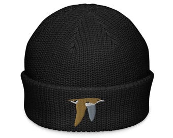 Fluttering Shearwater Beanie | Embroidered Seabird Fisherman Hat for Ocean Lovers & Nature Enthusiasts