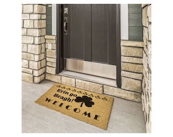 Erin Go Bragh! Welcome Outside Doormat - Irish Home Decor, St. Patrick's Day Gift, Front Porch Mat, Rustic Style Entryway Decor
