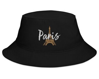 Paris Eiffel Tower Embroidered Bucket Hat - Trendy Unisex Streetwear Fashion - Unique Parisian Style & Gifts