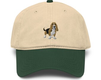 Basset Hound Embroidered Garment washed baseball cap