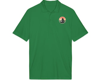 Bigfoot Cruising in a Golf Cart Moisture Wicking Unisex Polo