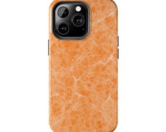 Marbled Peach Fuzz Tough Phone Cases Fits iPhone 7-16 and Samsung S21-S24