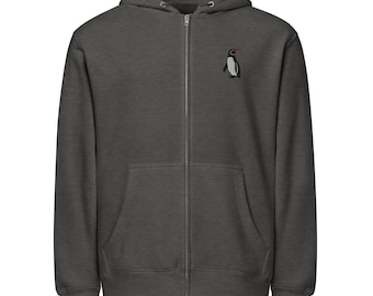 Galapagos Penguin Embroidered full zip hoodie
