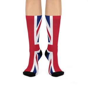 Union Jack English Flag Unisex Cushioned Crew Socks - British Themed Footwear, Comfortable and Stylish, Perfect Gift