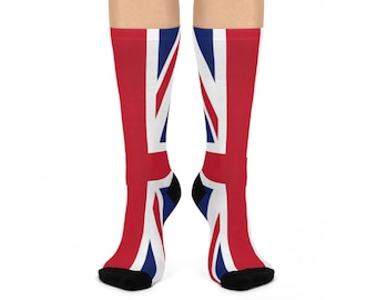 Union Jack English Flag Unisex Cushioned Crew Socks - British Themed Footwear, Comfortable and Stylish, Perfect Gift