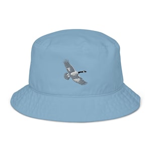 Free Flying Plucky Honker Wild Goose Embroidered Bird Organic bucket hat