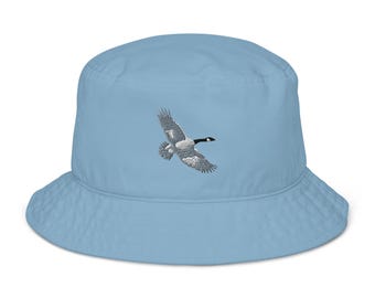 Free Flying Plucky Honker Wild Goose Embroidered Bird Organic bucket hat