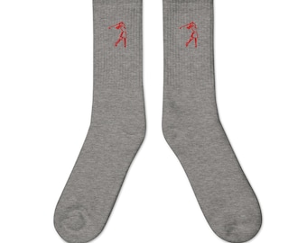 Lady Golfer Embroidered Socks | Cute Golfing Gift for Her | Sporty Crew Socks for Women & Girls