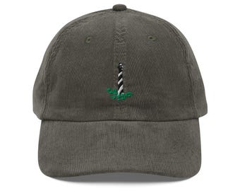 St. Augustine Light Station Cap | Embroidered Lighthouse Vintage Corduroy Hat | Nautical Decor & Gift Idea