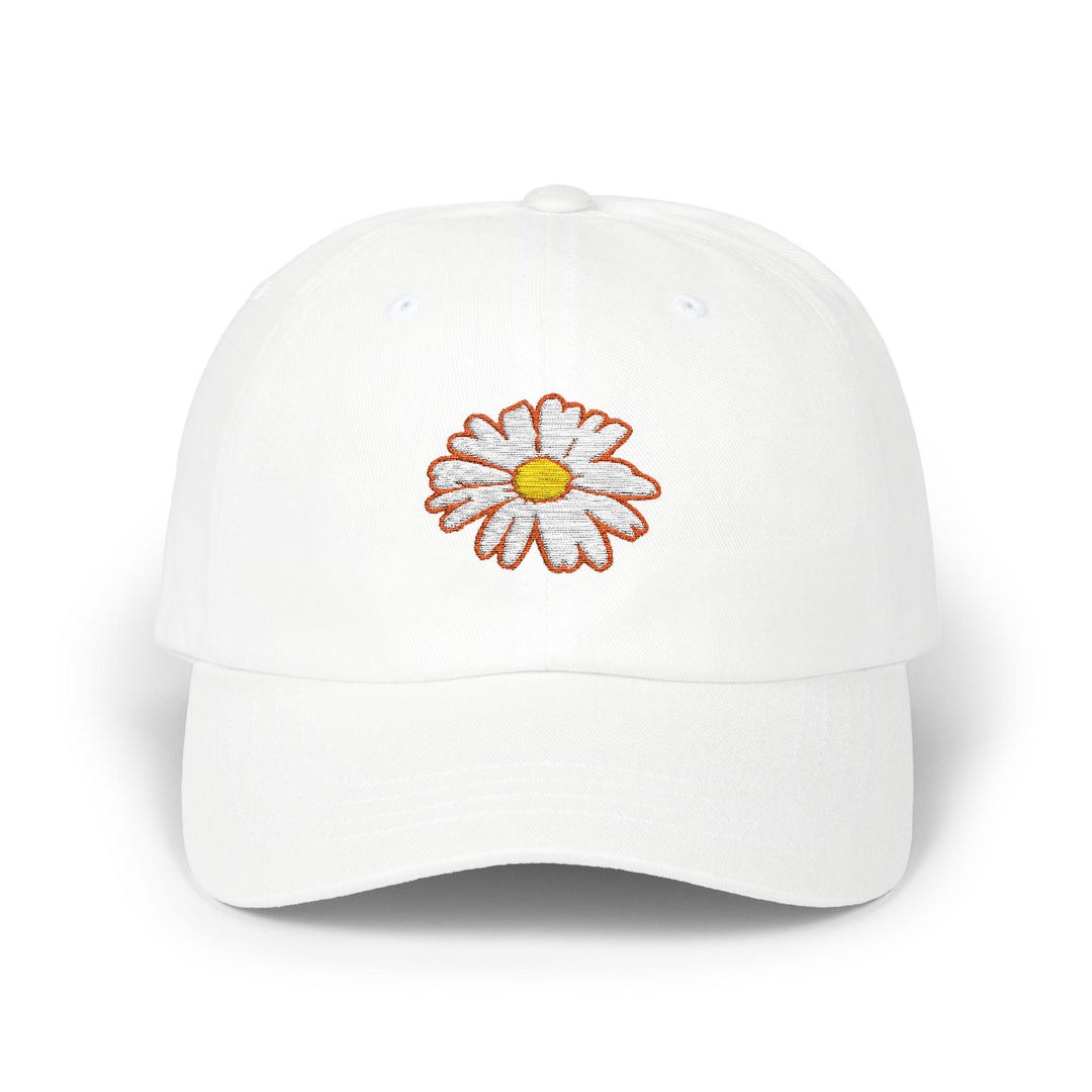 Embroidered White Daisy Cotton Dad Hat - Vintage Floral Cap - Etsy