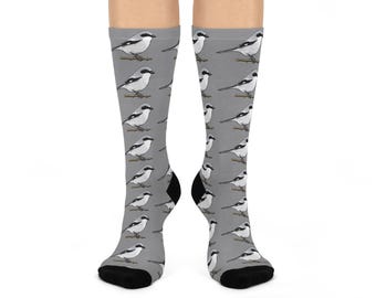 Loggerhead Shrike Cushioned Crew Socks | Bird Illustration, One Size