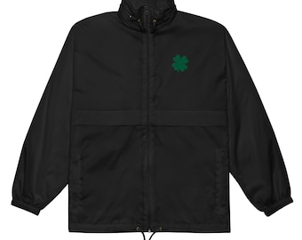 Embroidered Clover Unisex Hooded Windbreaker
