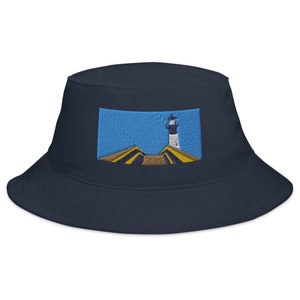Tybee Island Lighthouse Bucket Hat: Embroidered Cotton Sun Hat