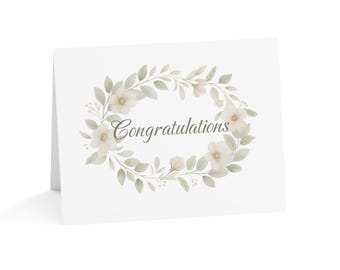 Elegant Sage and Ivory Floral Wedding Card - Congratulations Greeting for Bride and Groom