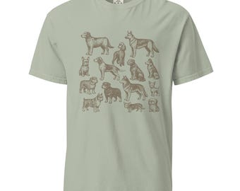 Vintage Dog Breeds T-Shirt: Sepia Sketch, Pet Lover Gift