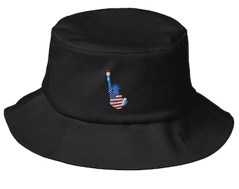Statue of Liberty Embroidered Bucket Hat | Old School Style | Adjustable, Unisex, Vintage Look | Perfect Summer Accessory