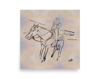 Poster Horse and Rider Horse Line Art Poster Print