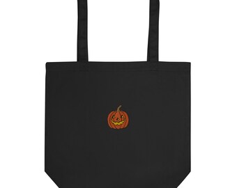 Jack O Lantern Embroidered Tote Bag For Halloween