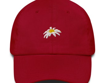 White Wildflower Embroidered Dad Hat - Floral Cap - Nature Lover Gift - Trendy Summer Accessory