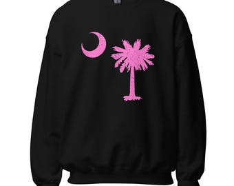 South Carolina Neon Pink Palmetto Crescent Sweatshirt Unisex Cozy State Pride Apparel Gift