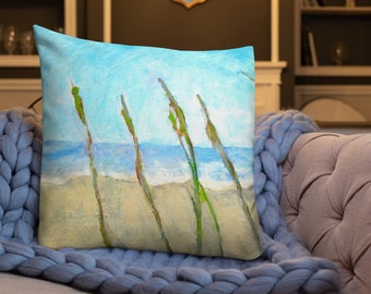 Throw Pillow "Ocean Call" Pillow Original Art Premium Linen Feel Throw Pillow