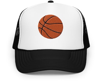 Basketball Embroidered Trucker Hat - Unisex Adult Foam Mesh Cap - Sports Snapback - Adjustable - Gift for Him and Her