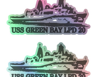 USS Green Bay LPD 20 Holographic Stickers: Navy Ship Decals, Military Collectibles, Veteran Gifts, Unique Vinyl Art