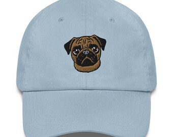 Adorable Quizzical Pug Embroidered Dog Hat – Fun Gift for Dog Lovers & Pug Owners