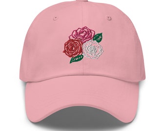 Three Roses Embroidered Dad Hat - Stylish Floral Cap, Adjustable & Comfortable, Unique Gift Idea, Trendy Headwear