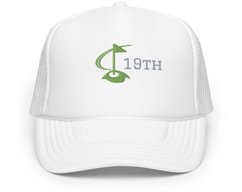Golf 19th Hole Trucker Hat - Embroidered Foam Cap for Men & Women Retro Style Golf Cap