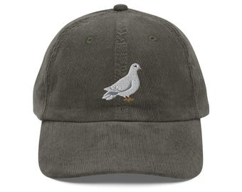 White Dove Embroidered Vintage corduroy cap