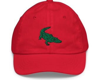Youth Baseball Cap with Alligator Embroidery Ages 5-Up | Adjustable Kids Hat | Cute Sports Accessory