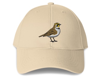 Horned Lark Embroidered Structured  6-Panel Adjustable Baseball Cap