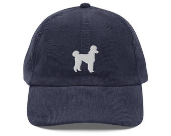 White Poodle Embroidered Corduroy Hat – Elegant Minimalist Dog Silhouette Cap