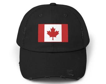 Distressed Canada Flag Baseball Cap, Vintage Cotton Twill Dad Hat