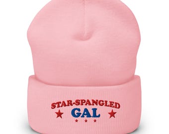 Embroidered Star Spangled Gal Cuffed Beanie – Cozy Patriotic Winter Hat for Women & Teens