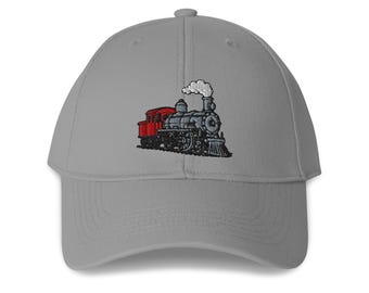 Steam Locomotive Train Structured 6-Panel Adjustable Baseball Cap