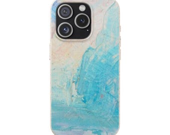 Biodegradable Phone Cases for iPhone and Samsung Pink and Blue Abstract Artwork