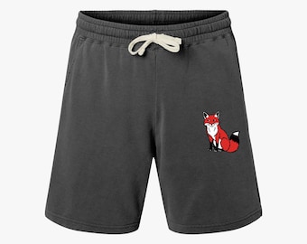 Cute Fox Graphic Print Sweat Shorts, Cute Animal Design Clothing, Comfy Lounge Apparel, Casual Unisex Shorts, Weekend Relaxation Wear