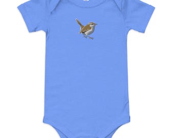 Baby Carolina Wren Embroidered short sleeve one piece