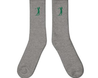 Golfer Embroidered Socks | Fun Golfing Gift for Him or Her | Cozy & Stylish Sports Socks for Golf Lovers