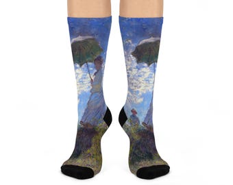 Monet Tribute Lady with a Parasol Cushioned Crew Socks
