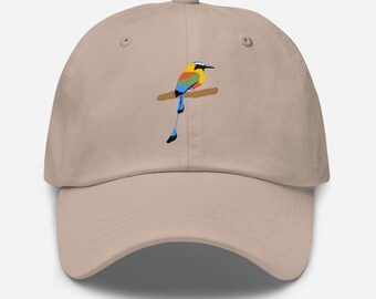 Turquoise-browed motmot DTF Printed Dad hat