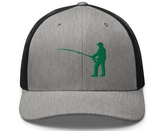 Reelin' Fish In Cap, Embroidered Trucker Hat for Fishermen, Fishing Gift, Adjustable Snapback, Outdoor Style, Fishing Hat