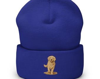 Golden Retriever Embroidered Dog Cuffed Beanie