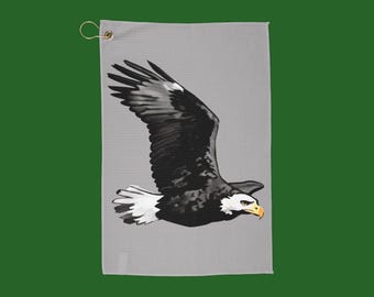 Flying Bald Eagle Golf Towel for Golfers Chasing Eagles