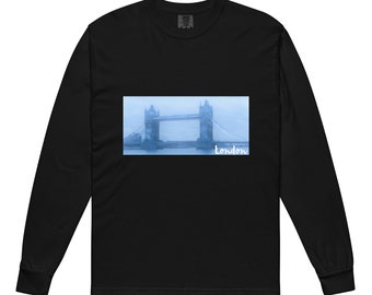 London Tower Bridge England Garment-dyed heavyweight long-sleeve shirt